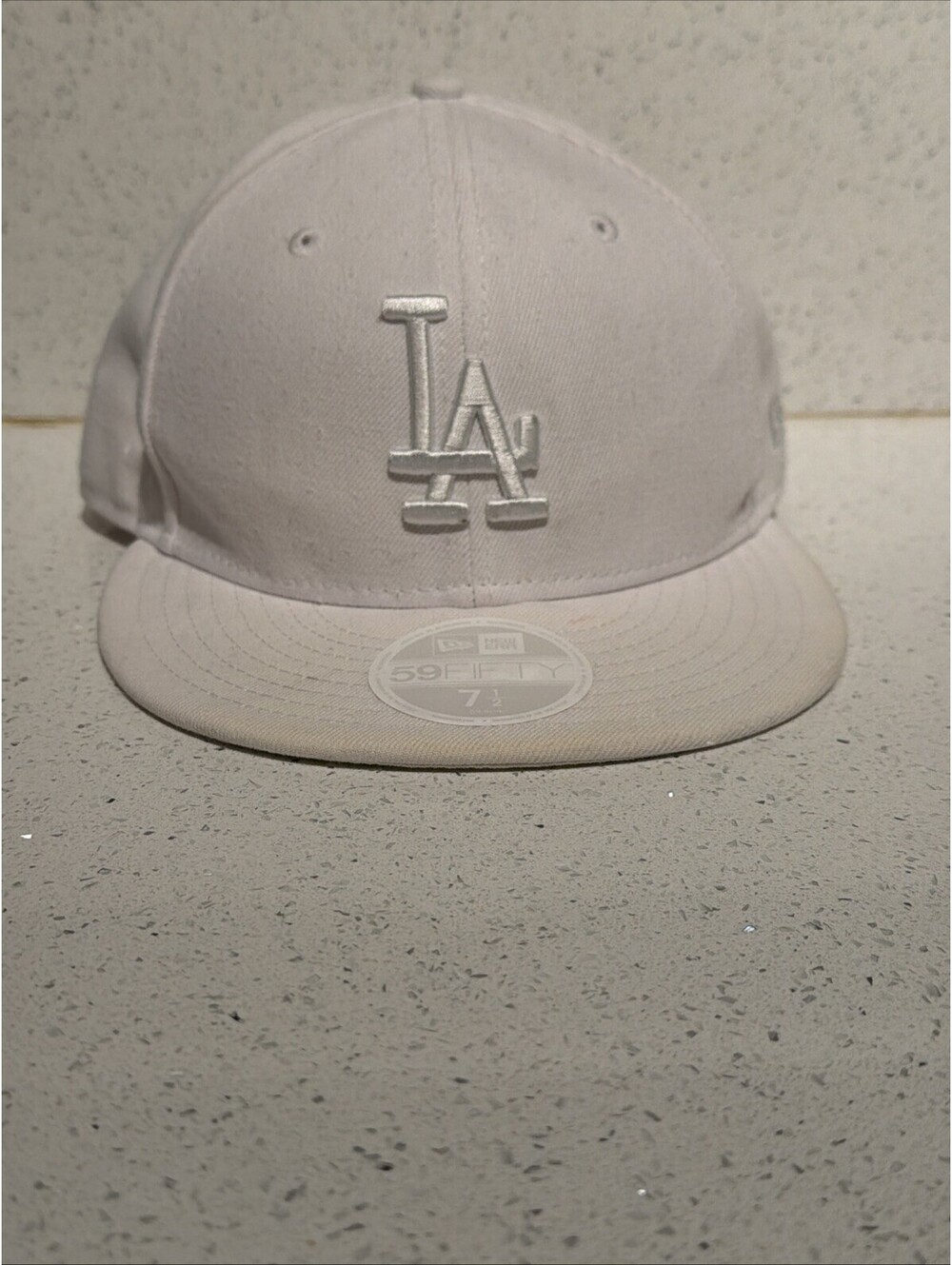New Era LA Dodgers Hat 7 1/2 White Fitted 59FIFTY Custom Eazy E Day 9/13/96 Rare
